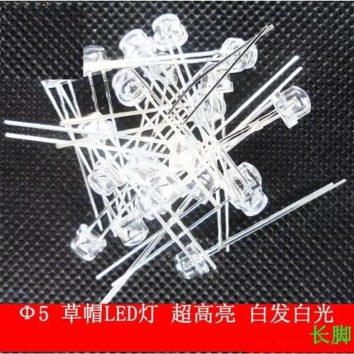 1000pcs/lot 5MM LED lights super bright white straw hat white white straw hat astigmatism LED light-emitting diode