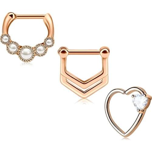 16G Septum Clicker Nose Rings Hoop Hinged Segment Helix Daith Tragus Cartilage Earrings Lip Piercings Septum for Women Men