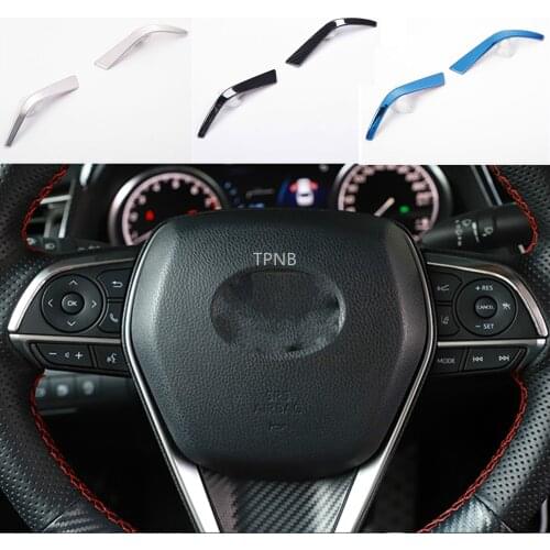 2PCS Car Styling Stainless Steel Interior Stickers for Toyota Camry XV70 2017 2018 Steering Wheel Trim Cover Accessories