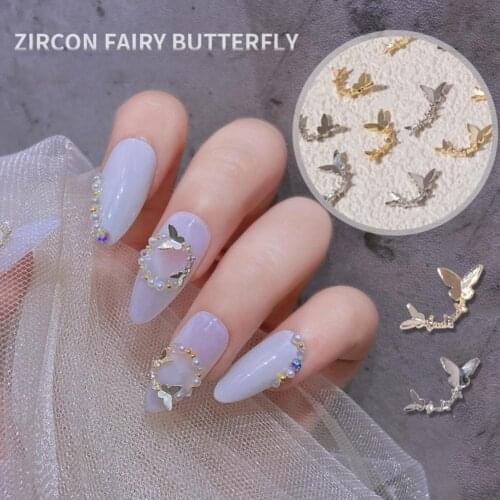 2Pcs/Set Nail Butterfly Ornament Non-Drop 3D Effect Mini Shiny DIY Gloss Nail Butterfly Drill for Manicure