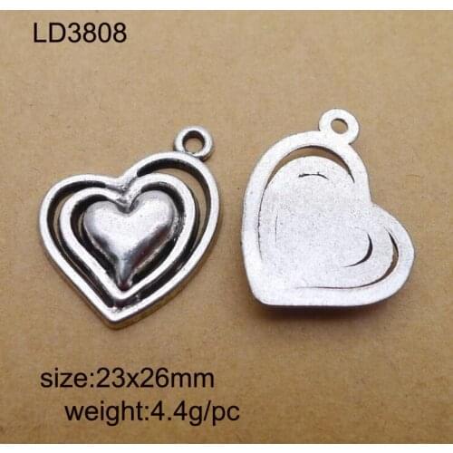 25pcs Multi Layer Antique Silver Alloy Retro Heart Charm Jewelry Findings Accessories 23x26mm