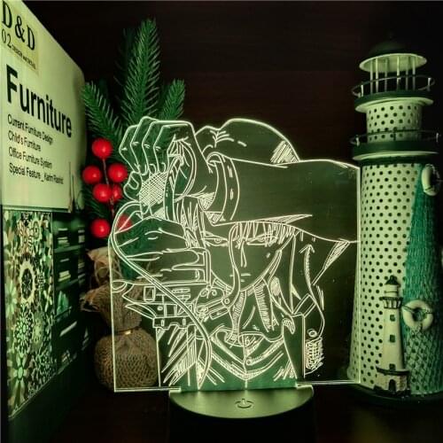 Attack On Titans Levi Ackerman 3D ANIME LAMP Led Nightlights 7 Color Changing Shingeki No Kyojin Lampara For Home Decor