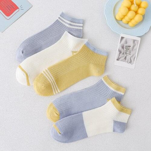 5 Pairs high quality and fashion low tube solid aborb sweat color women socks for summer