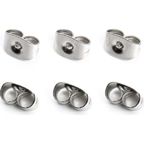 50pcs/lot Stainless Steel Earring Back Plug Earring Settings Base Ear Studs Back Ear Stopper for DIY Jewelry Earring Findings