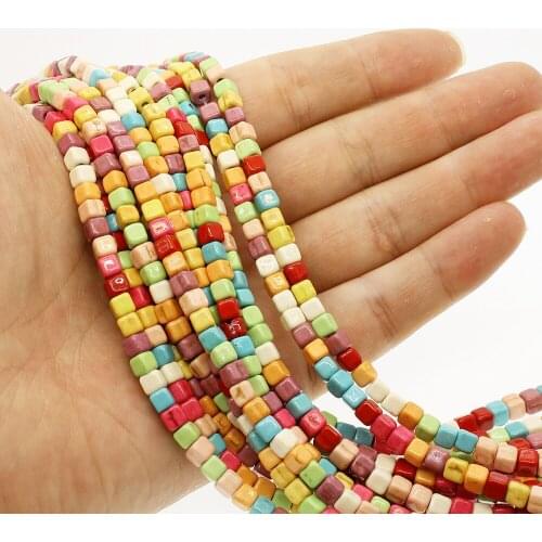 95 pcs/bar Natural stone fashion beads Semi-premium classic stone color square loose beads Bracelet necklace jewelry accessories