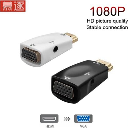 1080P HDMI-compatible to VGA Adapter Audio Cable Converter Male to Female for PC Laptop TV Box Computer Display Projector