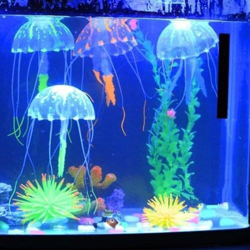 Aquarium Decorations Artificial Jellyfish Luminous Aquarium Ornament Fish Tank Decor Aquatic Plants Landscape Pet Supplies