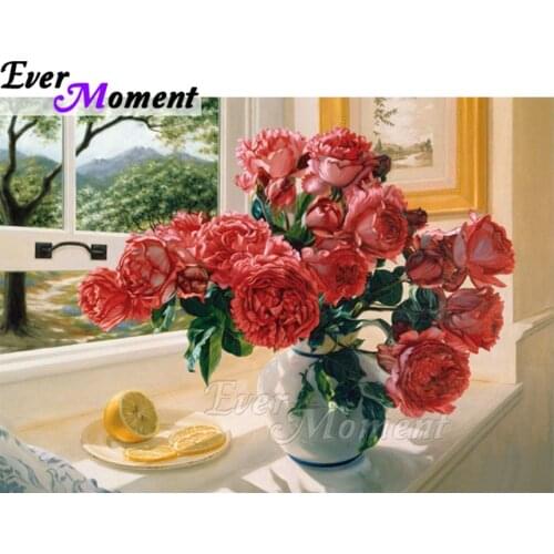 Ever Moment Diamond Painting Flower Lemon Window Sunshine Full Square Drill Picture Of Rhinestone Diamond Embroidery ASF1621