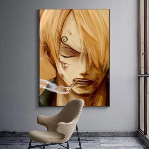 Anime Cool Handsome Boy Smoking Wall Art Canvas Painting Nordic Posters and Prints Wall Pictures for Living Room Decoration