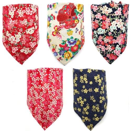Pet Bandanas Collar for Dogs Cats Adjustable Triangular Bibs Scarf Painted Design Pattern for Puppy Accessories Chinoiserie