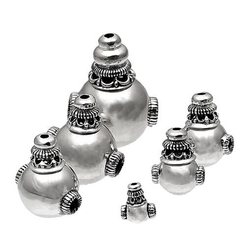 Handmade 925 Silver Guru Bead Tibetan Malas Guru Three Holes Bead and Tower Buddhist Malas Guru Bead