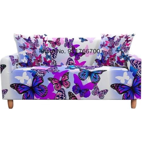 Butterfly Stretch Slipcover Sectional Corner Couch Cover Elastic Sofa Cover for Living Room Tramo Funda De Sofa Mariposa