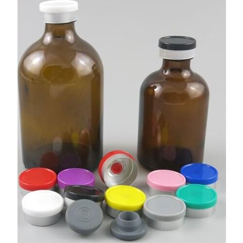10pcs Empty Big 50ml 100ML injection Vial Bottle Medicine Liquid Amber Glass Medical Bottles with rubber stopper & flip off cap