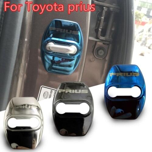 FLYJ 4PCS Car Door Lock Buckle cover Latch Stop Anti Rust Door Lock cover Protect Buckle Cover For Toyota prius 2005-2015