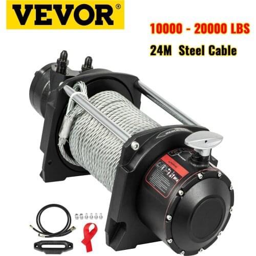 VEVOR Hydraulic Winch 10000 to 20000lbs with 24m Heavy Duty Steel Cable 2-Stage Planetary Gear for ATV SUV Boat Off-Road Vehicle