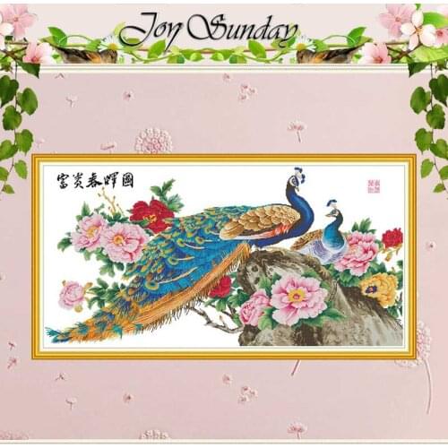 Peacock and flower painting counted 11CT 14CT Cross Stitch Sets DIY Chinese Cross-stitch Kits Embroidery Needlework Home Decor