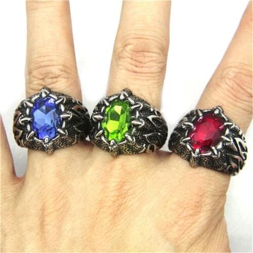 Support Dropship Newest Huge Color Zircon Ring 316L Stainless Steel Jewelry Fashion Animal Claw Zircon Ring