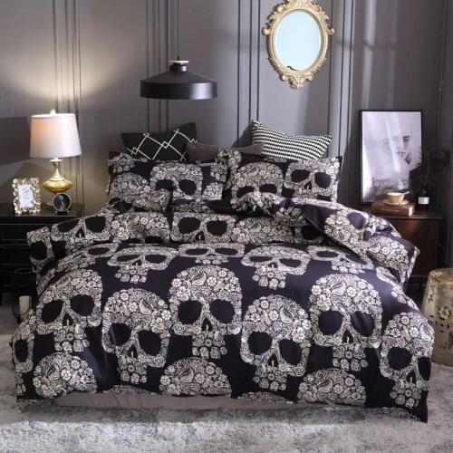 3D Printed Polyester Skull Bedding Set Death Head Duvet Cover Quilt Cover Pillowcases Without Sheet Without Filler Bed Textile