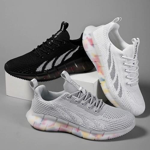 Couple Popcorn Shoes Flying Woven Mesh Women Sneakers Lightweight Running Shoes Shock Absorbing Soft Bottom Man Walking Shoes