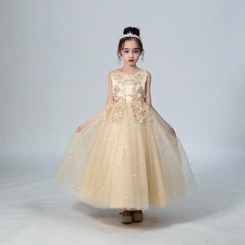 Lace 4-14yr Girl Dresses New Year Clothes Girls Birthday Wedding Party Pageant Sleeveless Long Princess Dress Christmas Costume