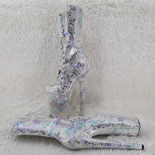 Leecabe 23CM/9inches glitter upper sexy exotic dance shoes for lady High Heel platform Boots Pole Dance boots