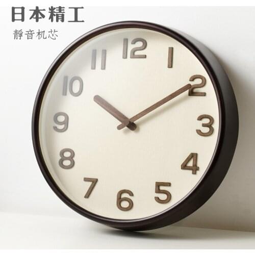 Nordic Retro Wood Wall Clock Modern Design Living Room Wall Clock Movement Simple Clock Solid Wood Watch Quartz Home Clock C6T