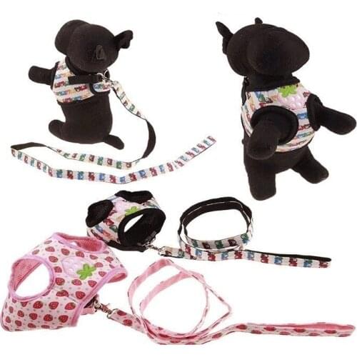 Cute Puppy Dog Harness and Leads Set 3 Sizes Pet Vest for Small Dogs Chihuahua Teddy S M L Pink Black Colors