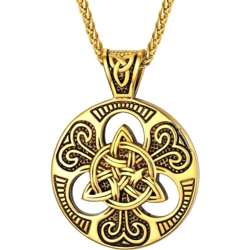Trendy Vintage Viking Nordic Totem Pattern Pendant Necklace for Men Boy Irish Trinity Love Knot Necklaces Jewelry Gifts