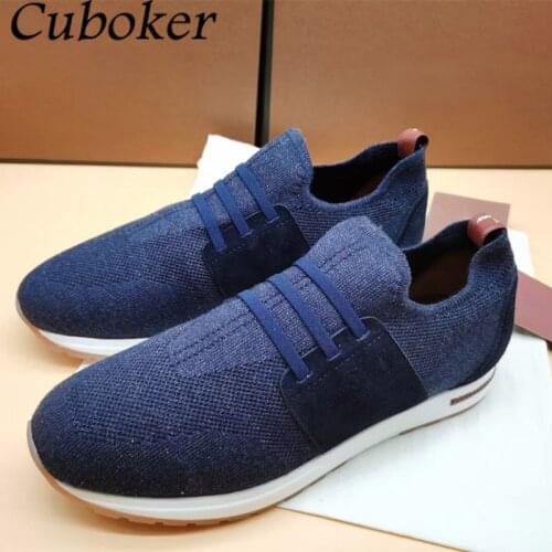Hot Sale Brand Runway Men Flat Causal Shoes Round Toe Knit Male Mules Spring Autumn Sneakers Out Walking Shoes For Men
