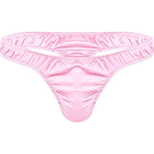 Men Briefs Sexy Lingerie Sissy Boy Panties Underwear Soft Shiny Slip Hombre Ruffled Low Rise Bikini Thong Underpants Size M-XL