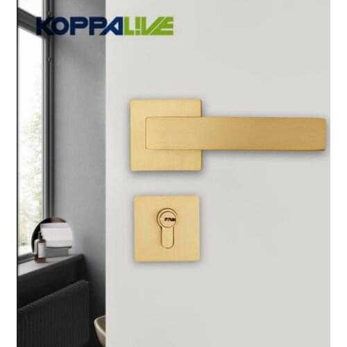 KOPPALIVE European Style Square Simple Decorative Brass Mortise Door Lock Set Lever Door Pull Handle