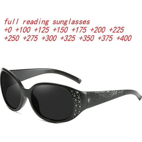 Fashion Diamond Frame Reading Sunglasses For Women Square Style Outdoor Riding Presbyopic Full Magnification Reading Glasses NX