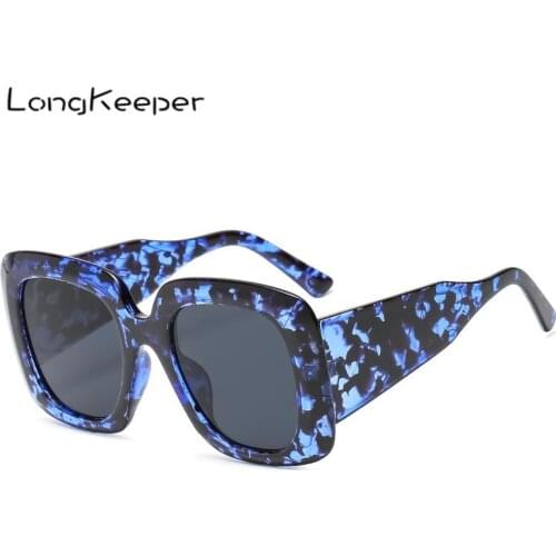 Fashion Oversized Square Sunglasses Women Vintage Thick Frame Sun Glasses Female Retro Blue Leopard Shades zonnebril dames