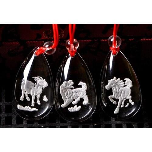 2019 new White crystal zodiac animal pendant necklace mix design