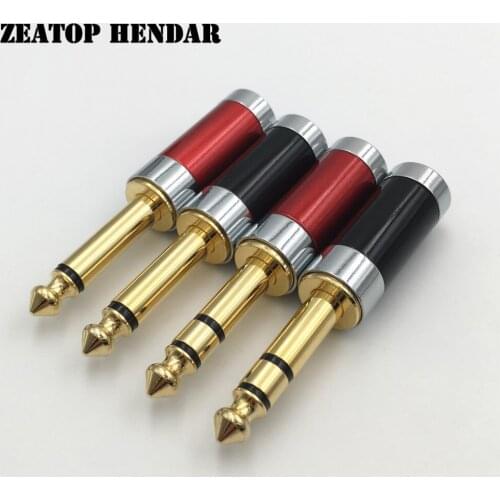 4Pcs 6.35mm 2 3 Pole Mono / Stereo Audio Jack 6.35 Assembly Guitar Microphone Plug Adapter Solder for 6mm / 8mm Cable Connector