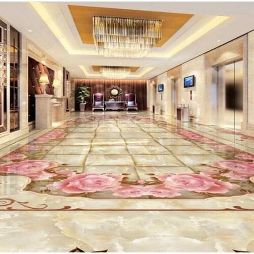 Custom PVC Flooring Painting 3d Murals Embossed marble art tile living room bedroom Hotel 3D floor waterproof stickers wallpaper