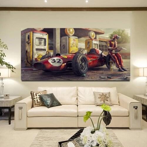Classic Car Poster Classic Ferrari Car F1 Racing Game Canvas Oil Painting Mural Living Room Home Decoration Wall Decor