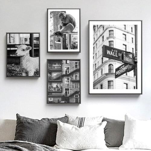 Retro London Bridge Car Lamb Monkey Nordic Posters And Prints Wall Art Canvas Painting Wall Pictures For Living Room Decor