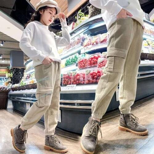 Hot Sale Autumn And Winter Girls Pant For Age 4 5 6 7 8 9 10 11 13 Years Old Casual Plus Velvet Pants For Baby Girl Trousers