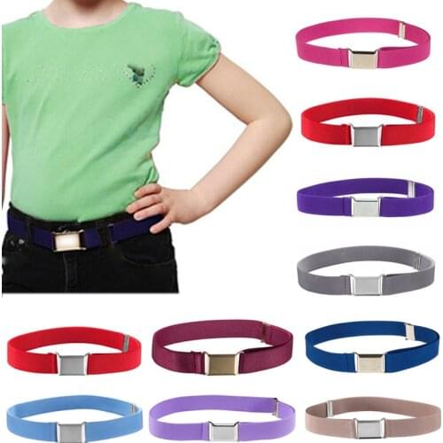 Popular 1PC Elastic Girls Adjustable Boys Solid Canvas Childrens Belts For Boys Kids Christmas Gifts Alloy Buckle About 60-80cm