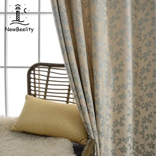 Luxury Modern Blackout Curtain Imitation Chenille Floral Jacquard Shading French Window Curtains for Living Dining Room Bedroom