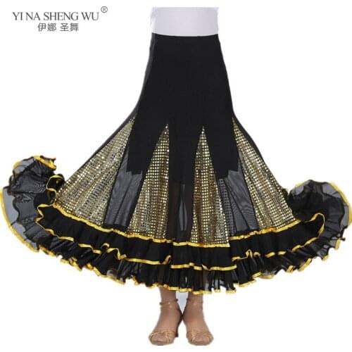 Luxurious Belly Dance Costume Long Sequin Skirt Adult Ballroom Dancing Gypsy Skirt Bellydance Waltz Indian Oriental Dance Skirt