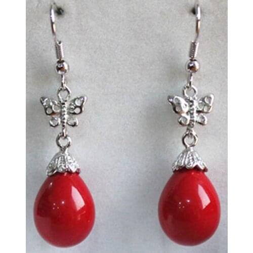 New Natural Beautiful White pink red blue gray black coffee cup pearl earring