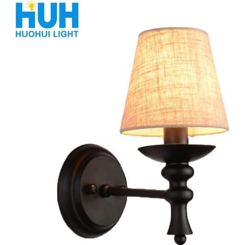 Vintage lamp American rural retro decoration lamps and bedroom E14 Bulb corridor of the corridor simple cloth cover wall lamp