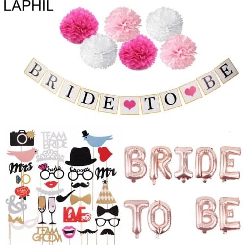 LAPHIL Bride To B Balloons Just Married Banner Wedding Decoration Team Bridal Shower Photobooth Bachelorette Party Supplies