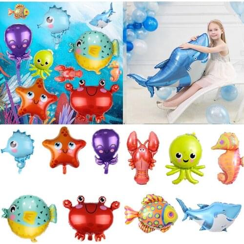 1pc Sea Animal Starfish Crab Octopus Hippocampus Foil balloon Ocean world Theme Birthday Party Decoration Globos Kids toy Ballon
