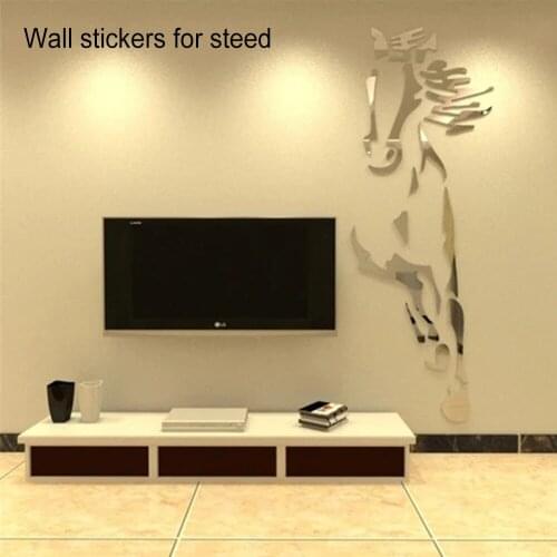 Newly Galloping Horse Mirror Wall Sticker Modern Creative Design Wall Decals 3D Acrylic Mirror Surface Living Room Decor