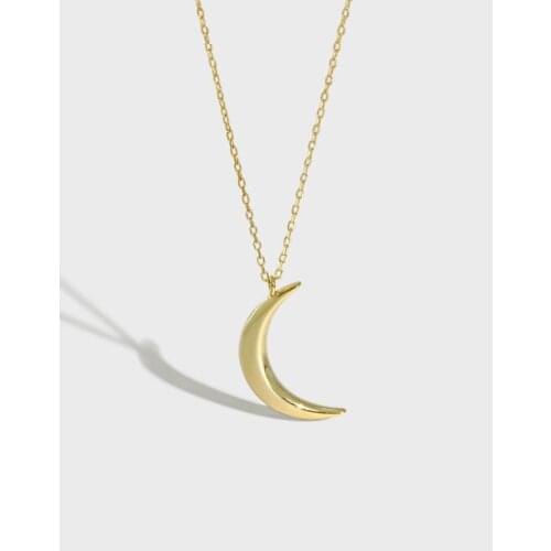 SHANICE 100% S925 Sterling Silver Sweet Moon Silver Plated Jewelry Temperament Crescent Clavicle Chain Pendant Necklaces