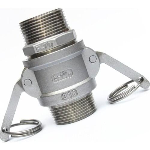 1-1/4" BSP Male Thread x 1-1/4" BSP Male Thread 304 Stainless Steel B + F Type CamLock Fitting Pump Adapter Cam Groove Coupling