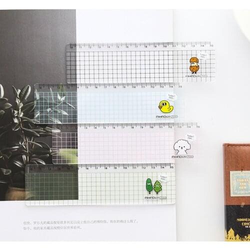 1Pcs Transparent Grid Straight Ruler 15cm Cute Plastic Drawing Tool For Student School Office Stationery Supplies Radom Color